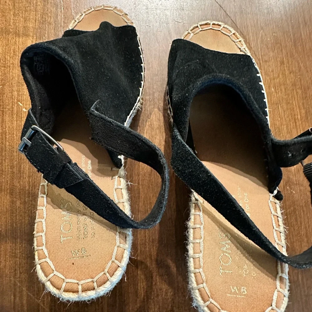 Toms Black Suede Espadrille Sandals